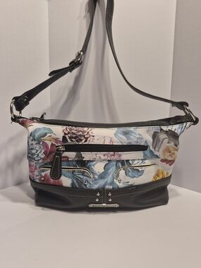 StoneMountainUSA Floral Print Crossbody Bag with Black Trim